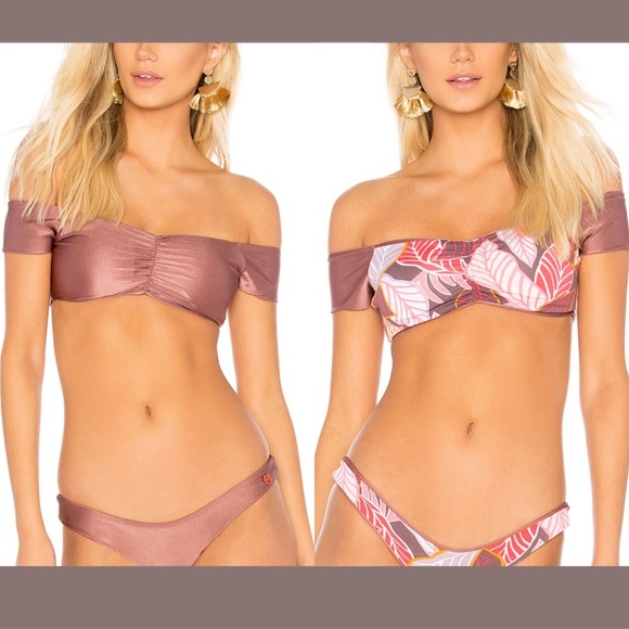 NWT Maaji Shimmering Cognac Cumbia Bikini Top in Coper Pink [SZ Small‎ ] - Picture 1 of 8